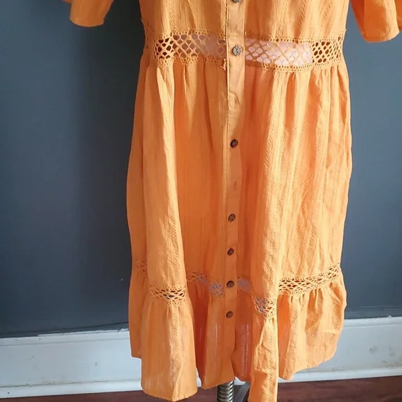 Knox Rose woman's orange buttondown dress size M - Picture 4 of 14